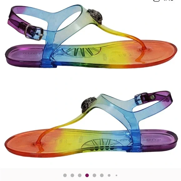 NEW Kurt Geiger London Maddison Jelly Clear Rainbow Eagle Sandal - Size 8 - Picture 7 of 11